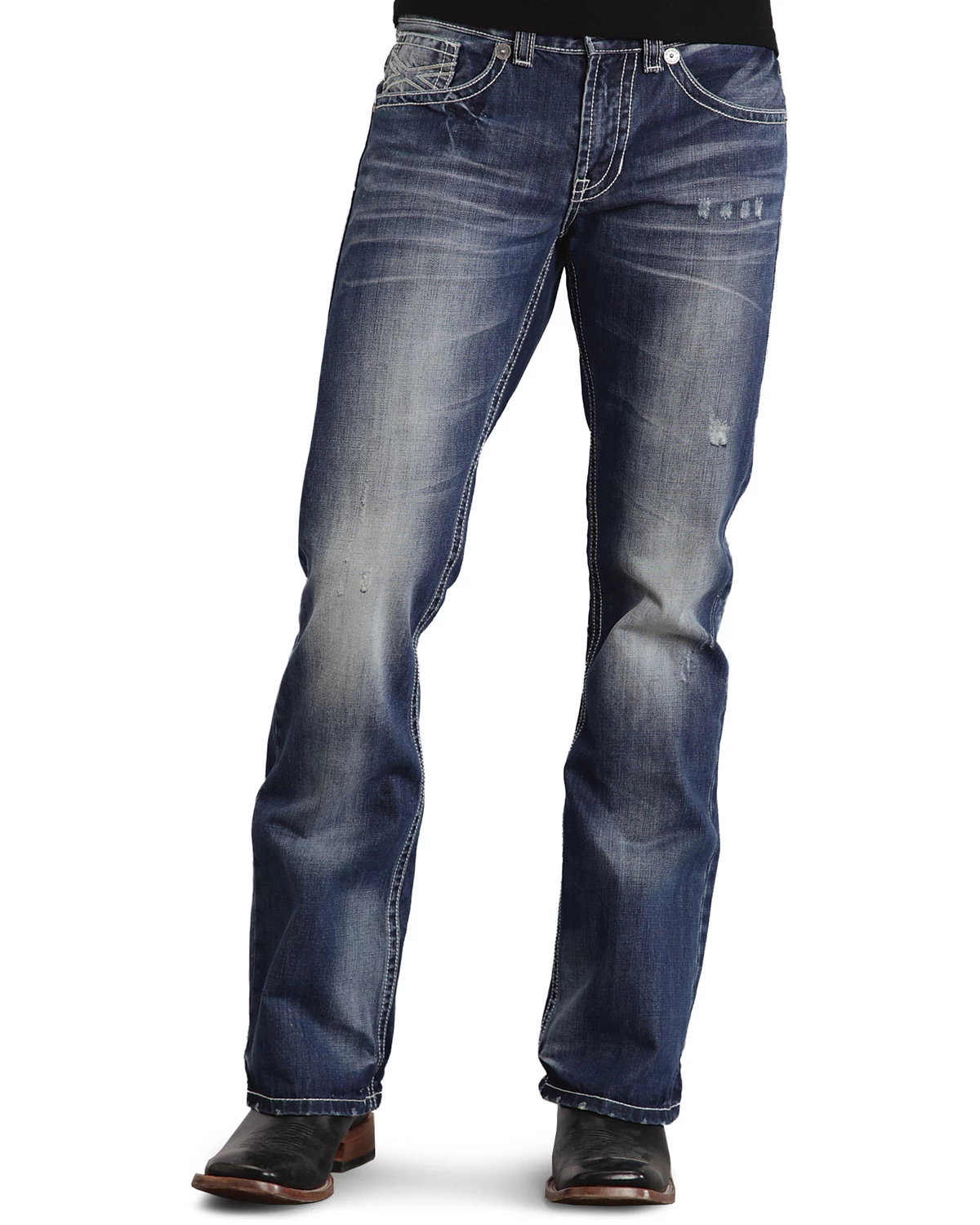 Stetson Rock Fit Bold X Stitched Jeans - Image 3