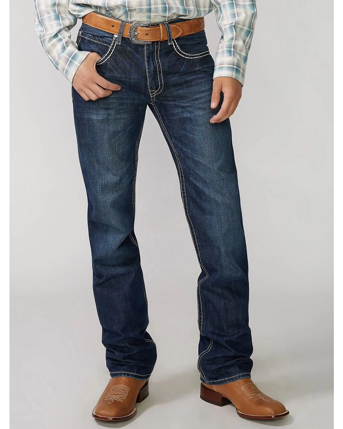 Stetson Rock Fit Barbwire "X" Stitched Jeans - Image 3
